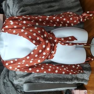 Sexy fashion nova silky polka dots wrap top size xl